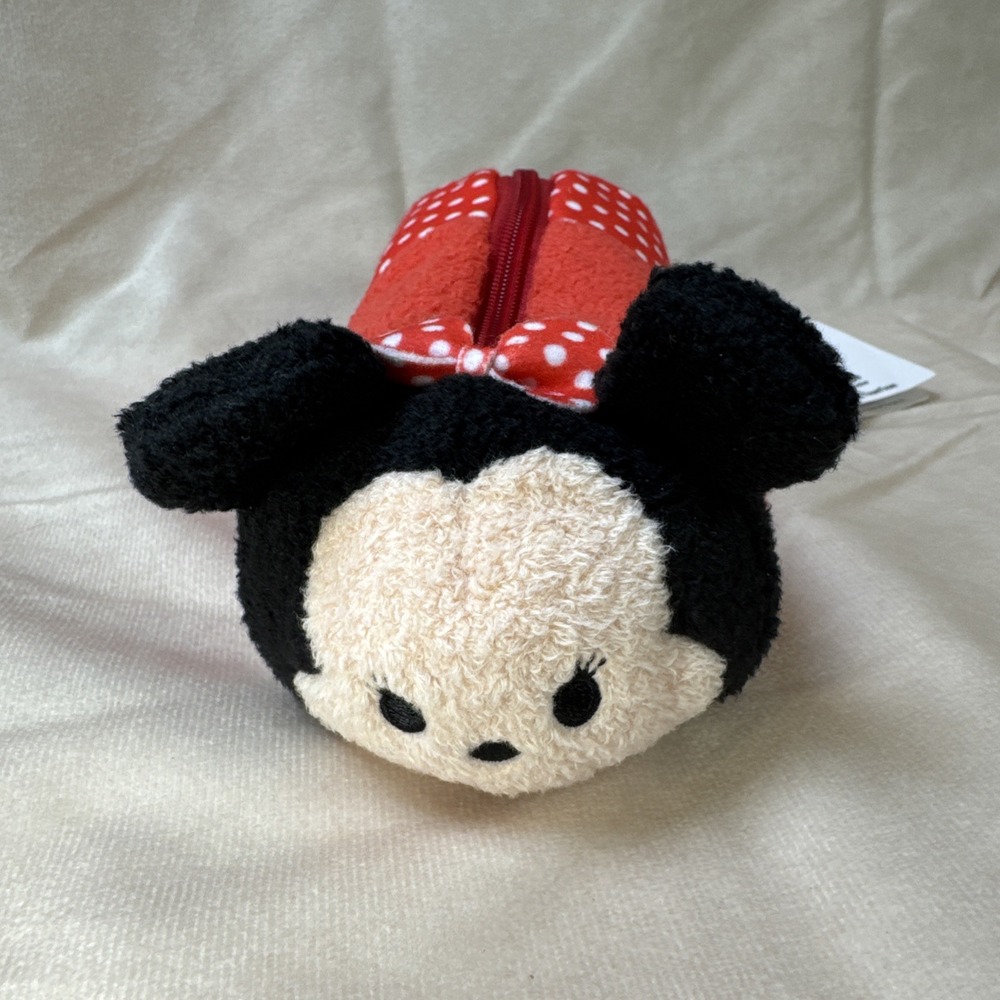 Disney Store 8" Tsum Tsum MINNIE Mouse Plush Pencil Case Makeup Travel Bag NWT